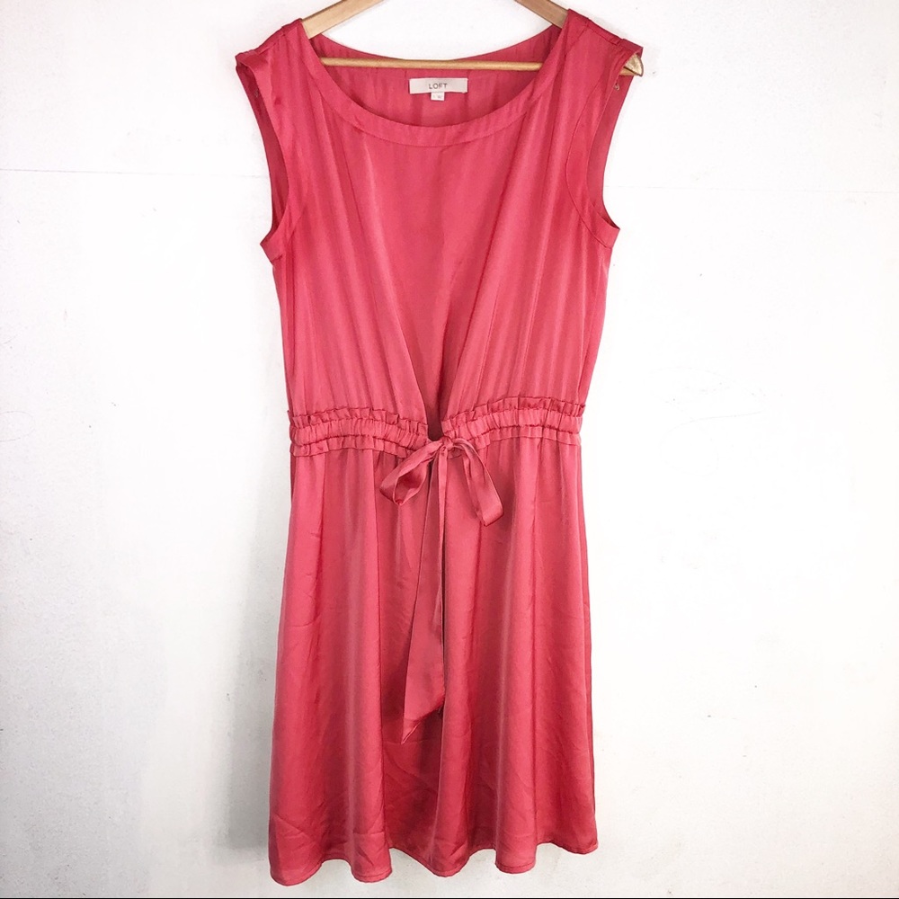Loft silk feel knee length sleeveless dress Sz L